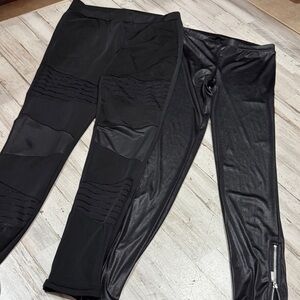 2packs Black Leggings with Textured Panels